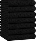 Homaxy 100% Cotton Oversized Waffle Weave Kitchen Towels, 7-Pack, Black | 20 x 28 Inches, Ultra Soft Absorbent Dish Towels, Quick Drying Large Cleaning Towels