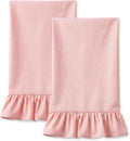 HunnmingRe Light Pink Kitchen Towels Set of 2, 100% Cotton Retro Ruffled Dish Towels 18"x28" Absorbent Tea Cloths for Farmhouse Charm, Drying Dishes, Entertaining Guests