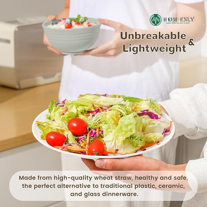 40 PCS Wheat Straw Plates and Bowls Sets, Cups Sets, Service for 8, Unbreakable Microwave and Dishwasher Safe Dinnerware Sets,Reusbale Plastic Dishes Set - Island, Matte