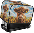 4 Slice Toaster Cover Highland Cow Sunflower Toaster Covers Four Slice Wide Slot Waterproof and Dustproof Covers for Wide Slot Toasters and Small Appliances Kitchen Decor Gifts
