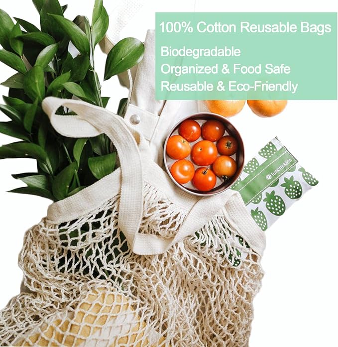 YOYI YOYI Cotton Mesh Reusable Produce Bags, Washable 100% Grocery Tote | 100% natural cotton mesh, washable and reusable — lightweight and portable for grocery shopping and produce storage