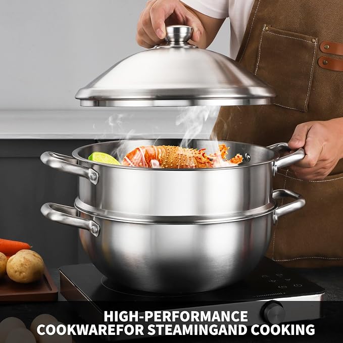 Delarlo Tri-Ply Stainless Steel 12 Inch Everyday Pan With Lid,kitchen everything pan, Chef's Pans,Induction Cooking Pot, 7.2QT Oven Safe Stock Pot, Up to 600℉