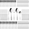 Alata Kate 65-Piece Silverware With Utensil-Serving Set, Service for 12, Stainless Steel Flatware, Mirror Polished Cutlery, Dishwasher Safe