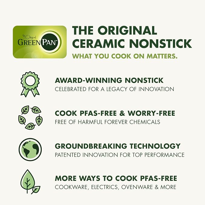 GreenPan Rio Advanced 12" Griddle Pan, Ceramic Nonstick PFAS-Free, Dishwasher and Oven Safe, Black