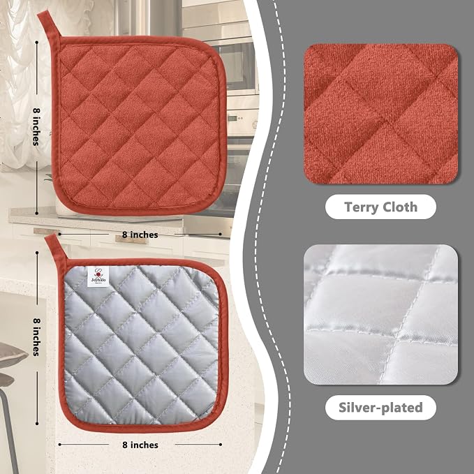 Joyhalo 4 Pack Pot Holders for Kitchen Clearance | Cotton Oven Holder with Great Heat Resistance, Potholders Sets for Kitchen, Countertops, Hot Pots and Pans, Spice