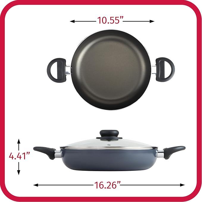 GoodCook Everyday 10.4-Inch Nonstick Cooking Pot with Lid, One Pot Meal Pan, Deep Casserole Dish, Aluminum Stockpot with Higher Walls, Ergonomic Handles, Even Heating, Black