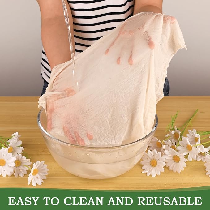 WMKGG 9 PCS Cheese Cloths, Grade 100, 20x20 Inch Cotton Cheesecloth with Hemmed 4 Edges, Reusable Unbleached Fine Mesh Cheesecloth for Straining, Cooking, Juicing, Cheese Making, Baking, Yogurt