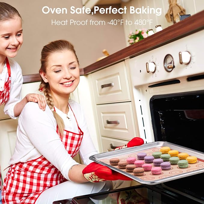 Macaron silicone baking mats - Macaroon Baking suppliers 1 Quarter Sheet + 2 Half Sheet Macaron Baking Mat,Macaron Baking Sheet,2 Piping Pastry Bag with Bag Tie,6 Piping Tips