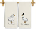 Funny Mr and Mrs Goose Beige Kitchen Towels 16x24 Inch, Wedding Gifts for Couples Newlyweds Dish Tea Towels for Kitchen Decor, Just Married Gifts Decorative Hand Towel for Bathroom, Set of 2