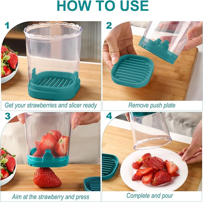 Fruit Slicer Cup: Strawberry Slicer, Strawberries Cutter Cup, Speed Cutter for Banana Grape Egg Kitchen Portable Slicing Tool(Dark Blue)
