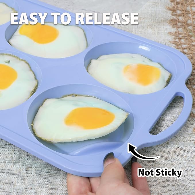 Nonstick Silicone Muffin Top Pan: 6-Cavity 4 Inch Jumbo Silicone Egg Mold | 2 Pcs with Metal Frame for Baking Breakfast Sandwich Hamburger Buns Whoopie Pie Egg Bites - Easy Clean Oven Safe Toeusog