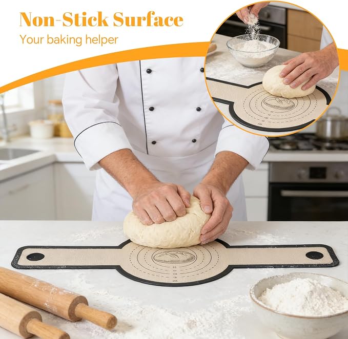 Silicone Baking Mat For Dutch Oven,2 Pcs Sourdough Silicone Bread Sling,Oval Non-Stick Bread Mat,Bread Silicone Baking Sling With Long Handles For Bread Oven