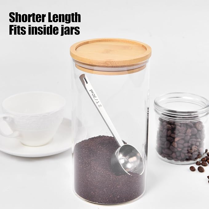 Doosu Metal 4.3in Long Handle Coffee Scoop for Ground Coffee (2 Tbsp) | Food-Grade 18/8 Stainless Steel Measuring Spoon, Tablespoon Scooper for Coffee Beans, Espresso, Protein Powders, Tea, Sugar