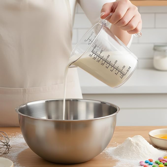 2 Cup (500ml) Measuring Cup, Laser-Etched oz/cup/mL/Tbsp, Plastic Measuring Cup with Handle for Cooking, Mixing & Kitchen Use