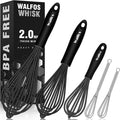Silicone Whisks set with 7+5in mini stainless steel whisk, Non Scratch Coated 7+9+11in Whisks for Nonstick Cookware,Premium for Blending, Whisking, Beating, Frothing & Stirring