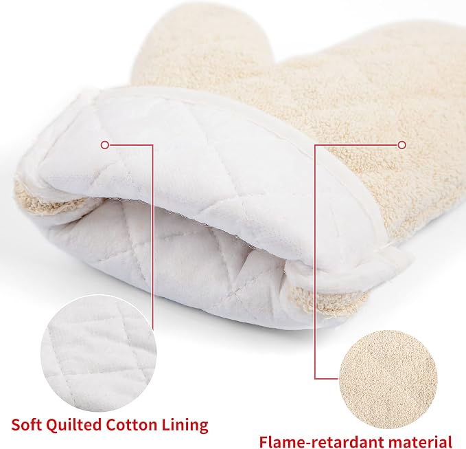 Terry Cloth Oven Mitts 100% Cotton Heat Resistant 13" 482°F Set of 2 | Quilted Lining, 1 Pair, Heat Resistant, Classic, Cotton Blend, Cooking, Baking, Grilling, Non-Slip Grip