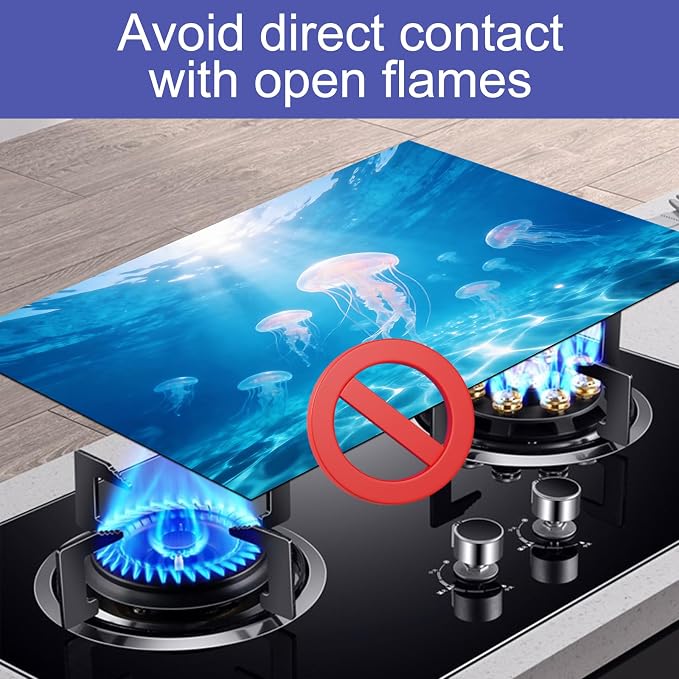 HOMETITUTE Summer Stove Top Cover 28x20 Jellyfish Ocean Art Heat Resistant