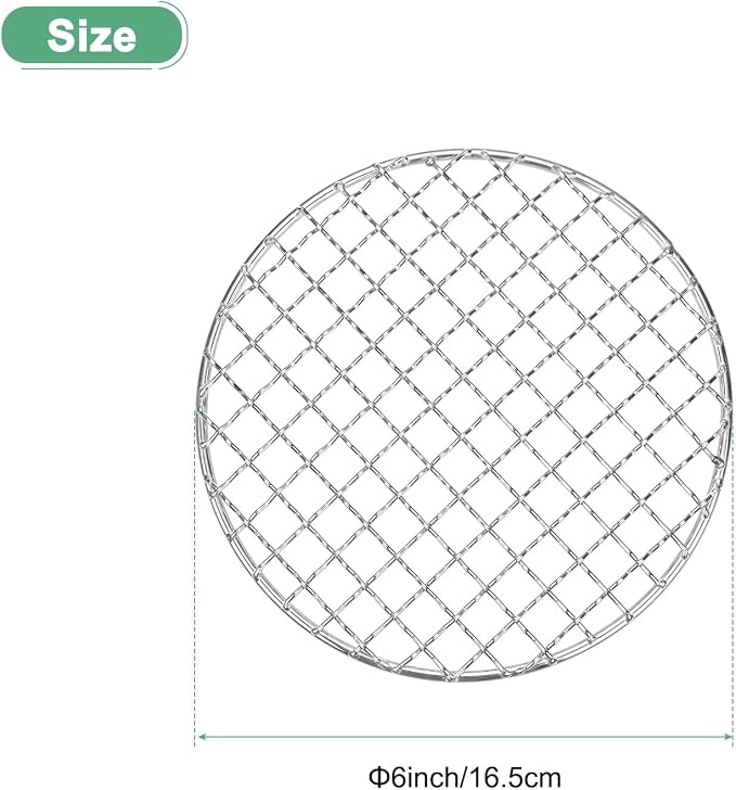 M METERXITY Cooling Rack, 6" Round Stainless Steel Baking Rack for BBQ/Cooking/Roasting/Grilling/Steaming/Drying, Wire Cooling Rack for Baking [Silver]