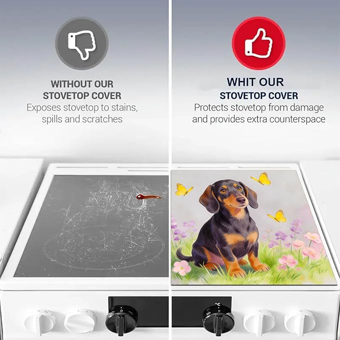 HOMETITUTE Spring Stove Top Cover 28x20 Dachshund Meadow Heat Resistant