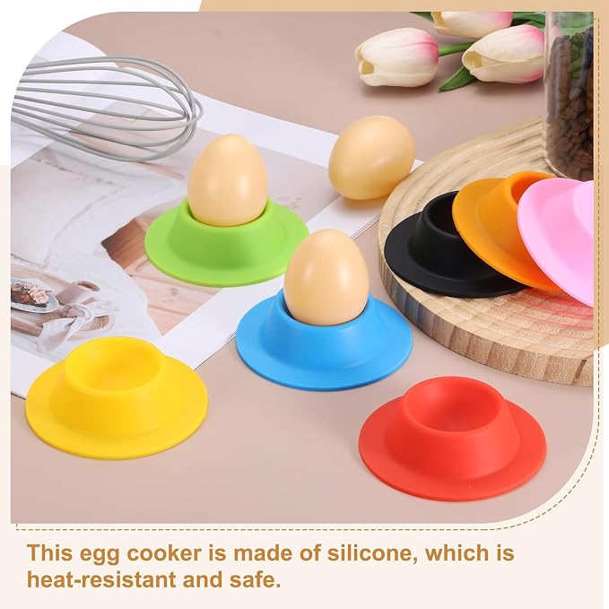 uxcell 4 Pack Soft Boiled Egg Holder, Nonstick Silicone Egg Poacher Cups Poached Cups Kitchen Breakfast Gadget for Microwave Air Fryer Stove Top Cooking Boiled Poached, Black