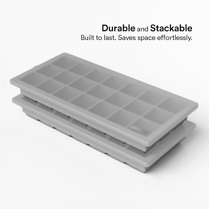 Ice Cube Tray with Lids, Small Silicone Molds for Cocktails & Drinks | BPA Free Silicone, Flexible Easy Release, Set of 2, Lids Included, for Beverages Coffee & Craft Cocktails