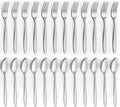 Unokit Forks and Spoons Silverware Set - 24-Piece Food Grade Stainless Steel Silverware for Home, Kitchen and Restaurant, 12 Forks and 12 Spoons