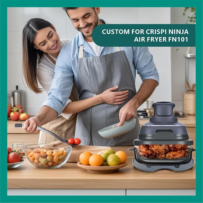 Silicone Heat Resistant mat for Ninja Crispi Air Fryer,Heat-Insulating Accessories Compatible with Ninja crispi FN101 containers,Kitchen Air Fryer Trivet (Sage Green)