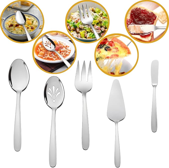 HaWare Heavy Duty Silverware Set, 45PCS Flatware with Serving Utensils
