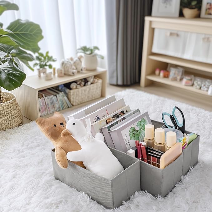 Drawer Organizer Clothes, 21 Pack Dresser Organizer for Baby Clothes, Underwear, Sock- Foldable Closet Organization and Storage Dividers Bins for Nursery, Bedroom (Grey)