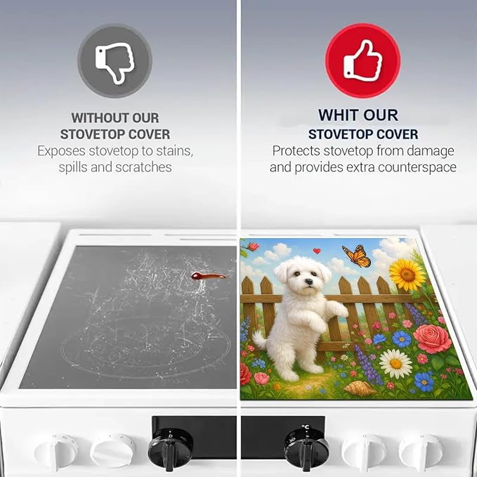 HOMETITUTE Garden Puppy Stove Top Cover 28x20 Heat Resistant Diatomite Mat