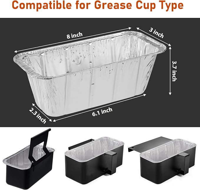40 Pack Grease Cup Liners Compatible with Blackstone Griddle 5017 - Disposable Aluminum Foil Drip Pan Grease Catcher Cup Liner for 17, 22, 28, 36 Inch | Disposable;Heavy duty;Multipurpose;Wide compatibility;Easy to use;Easy to clean;Large capacity