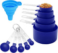 Measuring Cups and Spoons Set of Huygens Kitchen Gadgets 10 Pieces, Stackable Stainless Steel Handle Measuring Cups for Measuring Dry and Liquid Ingredient (Sapphire blue)