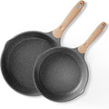 JEETEE 8 & 10 Inch Nonstick Frying Pan Sets for Cooking Dual Spouts Skillet | All Stove Compatible, Easy-Clean, Even Heating, PFOA Free, Cool Ergonomic Handle, Non Stick Fry Pans for Egg Steak Fish,Grey