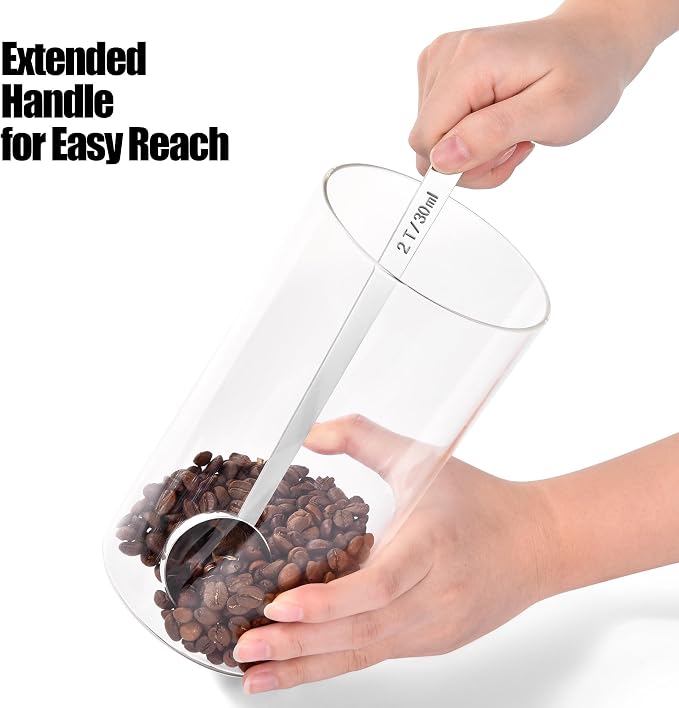 Doosu Metal 6.9in Long Handle Coffee Scoop for Ground Coffee (2 Tbsp) | Food-Grade 18/8 Stainless Steel Measuring Spoon, Tablespoon Scooper for Coffee Beans, Espresso, Protein Powders, Tea, Sugar