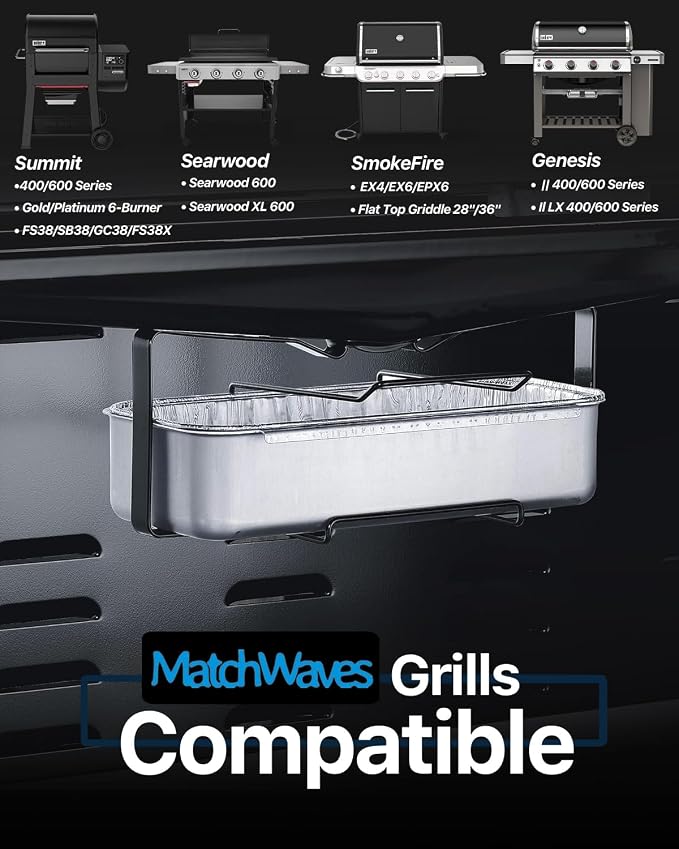 Drip Pans for Weber 6498, Grill Grease Pan Liners for SmokeFire EX4/EX6/EPX6, Summit 400/600, Searwood 600, Genesis II 400/600 Series, Grease Tray Liners, 11" x 5", 20Pack