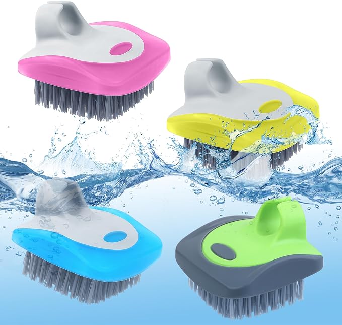 Aodaer 4 Pieces Vegetable Brush Potato Scrubber Brush Silicone Hard and Soft Side Fruit Cleaning Tools for Delicate or Tough-Skinned Vegetables