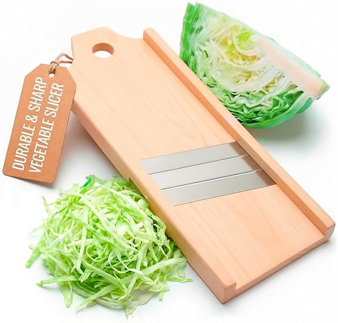 Wooden Cabbage Shredder for Coleslaw & Sauerkraut - 17.7x6.7 in Slaw Slicer - Cabbage Grater for Coleslaw and Sauerkraut - Slaw Slicer Cutter Maker