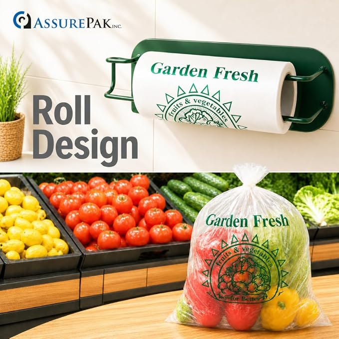 Retail Bags Direct Produce Bags, 10" x 15", 11 Micron, 3500 Count, 4 Rolls