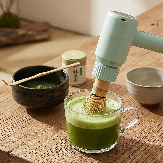 Clay&Fire Matcha Whisk, Portable Electric Powered Whisk for Matcha Powder | Versatile Matcha Shaker for Cooking Tasks, Making Cakes,Whipping Cream (Sage green)