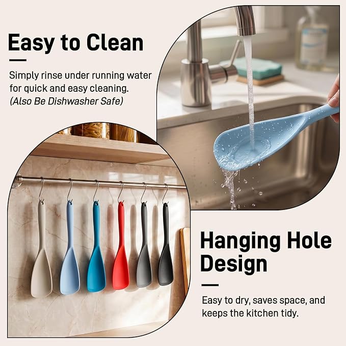 3 PACK Silicone Cooking Spatula & Spoon for Nonstick Cookware, BPA-Free | Multifunction Spoonula for Baking, Cooking, Serving, Mixing, Stirring, Scoop, Scrape - One-Piece Formed, Dishwasher Safe