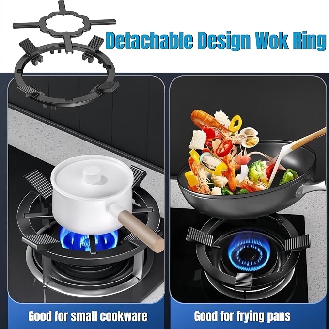 Cast Iron Wok Support Ring for Moka Pot, 2 in 1 Gas Ring Reducer Stovetop Stand for Wok small Saucepan Coffee Pot, Reducer Ring Holder for Gas Stove Hobs Cooker