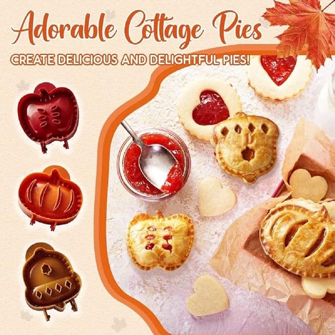 Dough Presser Pocket，Mini Pie Molds,One-Handed Cookie Maker, 3 Shape Christmas Handmade Pie Molds. (Autumn hand-dispatched)