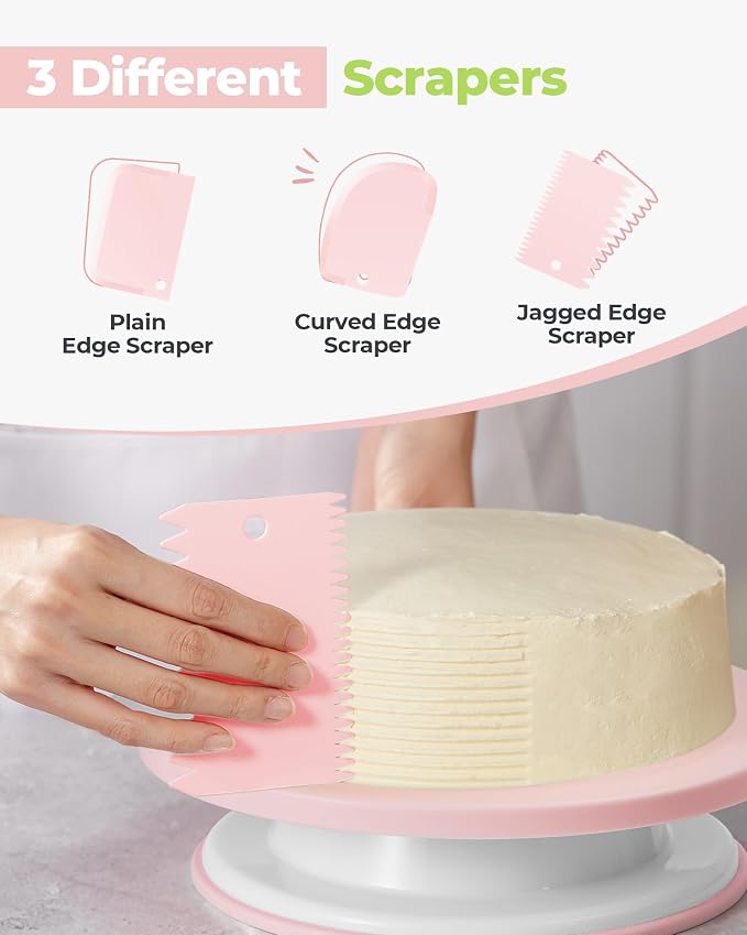 Kootek 124 Icing Piping Bags and Tips Set Frosting Cake Decorating Kit Pink | Baking Supplies Tools, 100 +1 Piping Bags 12", 16 Icing Piping Tips, Reusable Pastry Bag, 3 Scrapers, for Beginners & Pros