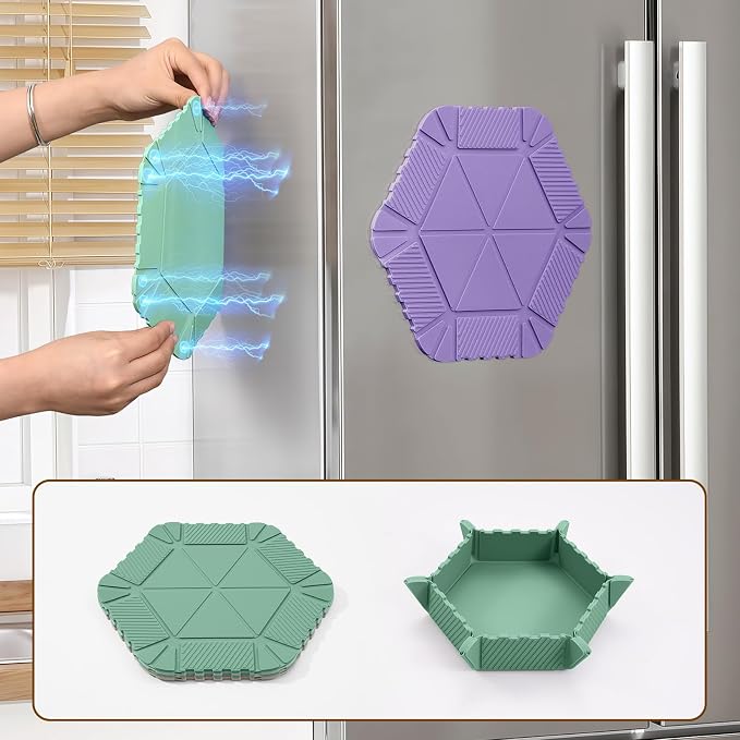 Magnetic Silicone Trivet Mat - Heat Resistant Hot Pad for Hot Dishes, Pots & Pans, Non-Slip Table & Countertop Protector (Green, Hexagon)