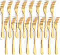 16 Piece Gold Dinner Forks Set 8 Inch Food-Grade Stainless Steel Silverware Forks Cutlery Forks for Home Kitchen or Restaurant Mirror Polished Dishwasher Safe (Gold)
