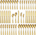 PHILIPALA 40 Piece Gold Silverware Set, Stainless Steel Flatware Set for 8 Food Grade Novelty Flatware Cutlery Utensil Set Include Knife Fork Spoon Mirror Polished Dishwasher Safe