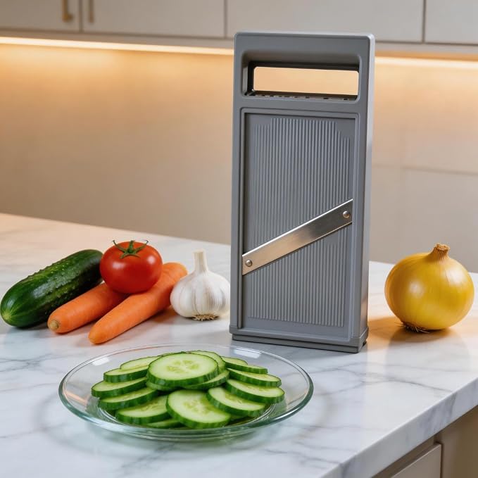 Handheld vegetable Slicer Potato Slicer, Suitable for Potatoes, Carrots, Zucchini, Cucumbers, Onions, Eggplants, Suitable for Making Potato Chips and Using Vegetable French (Grey)