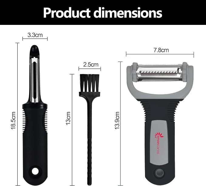 Peel 3X Faster Vegetable Peeler Set (3-Piece) – Ultra-Sharp Stainless Steel Y Peeler, Julienne & Swivel Peeler – Non-Slip Ergonomic Handle for Potatoes, Carrots, Apples