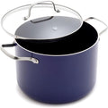 Blue Diamond 8QT Diamond Infused Ceramic Nonstick Stockpot with Lid, Blue | PFAS-Free Ceramic Nonstick Multipurpose Pot, Dishwasher & Oven Safe, Durable Metal Utensil Safe, Soups, Glass Lid