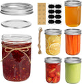 ComSaf 8 oz Mason Jars, 6 Pack Small Regular Mouth Glass Jars with Lids | BPA-Free Materials, Half-Pint Portions, Small Jam, Jelly, Honey Sample, Spice Rack, Meal Prep, DIY Candles, Labels and Twine